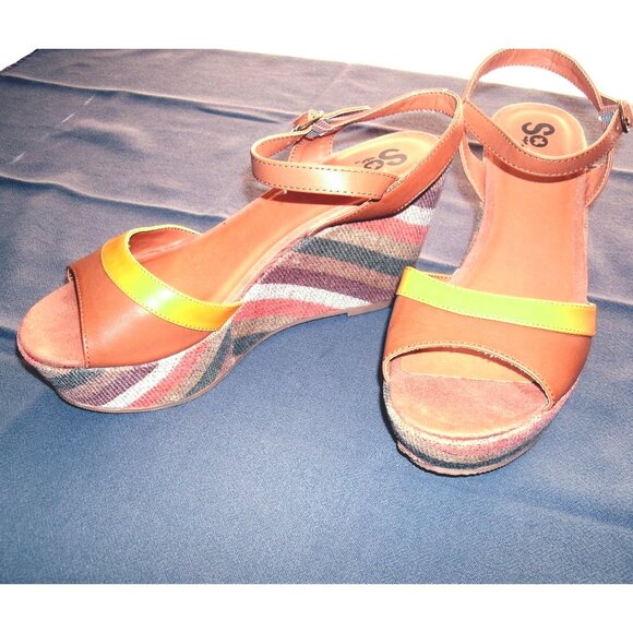 Kohl's SO Striped Platform Wedge Heel Sandals, 8M, Like New! - Picture 1 of 7